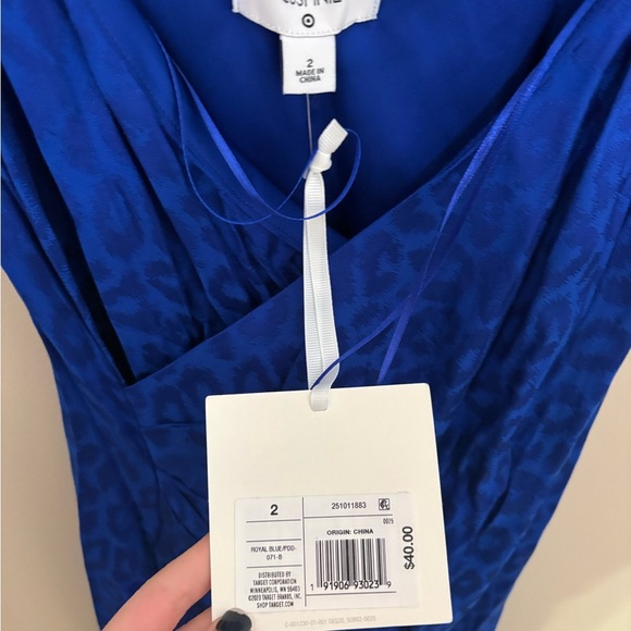 Cushnie Women's Leopard Print Wrap Slip Dress Blue Size 2 Knee Length - Picture 3 of 3